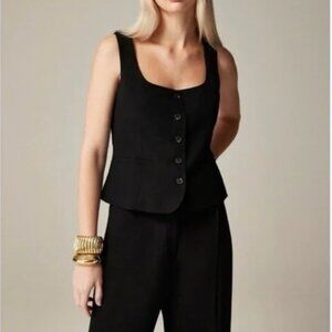 J.Crew Black Scoopneck Linen Blend Vest Top - Size 12